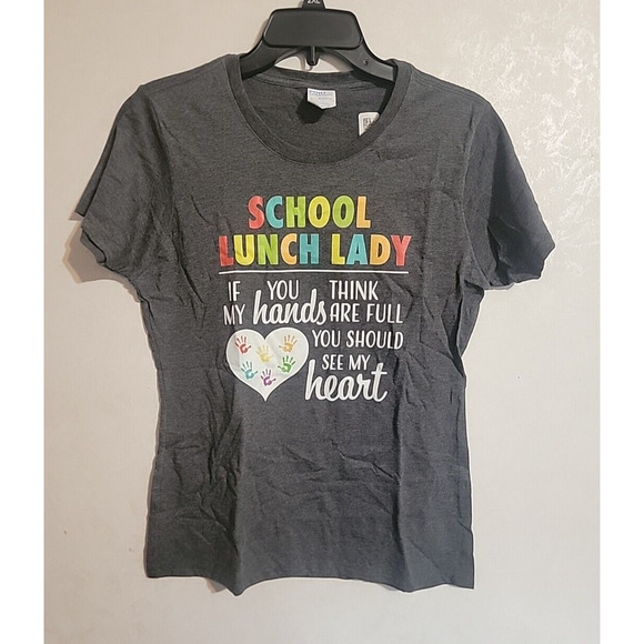 Port & Company Womens Short Sleeve Essential Crew Neck T-Shirt sz M Lunch Lady - Picture 1 of 5